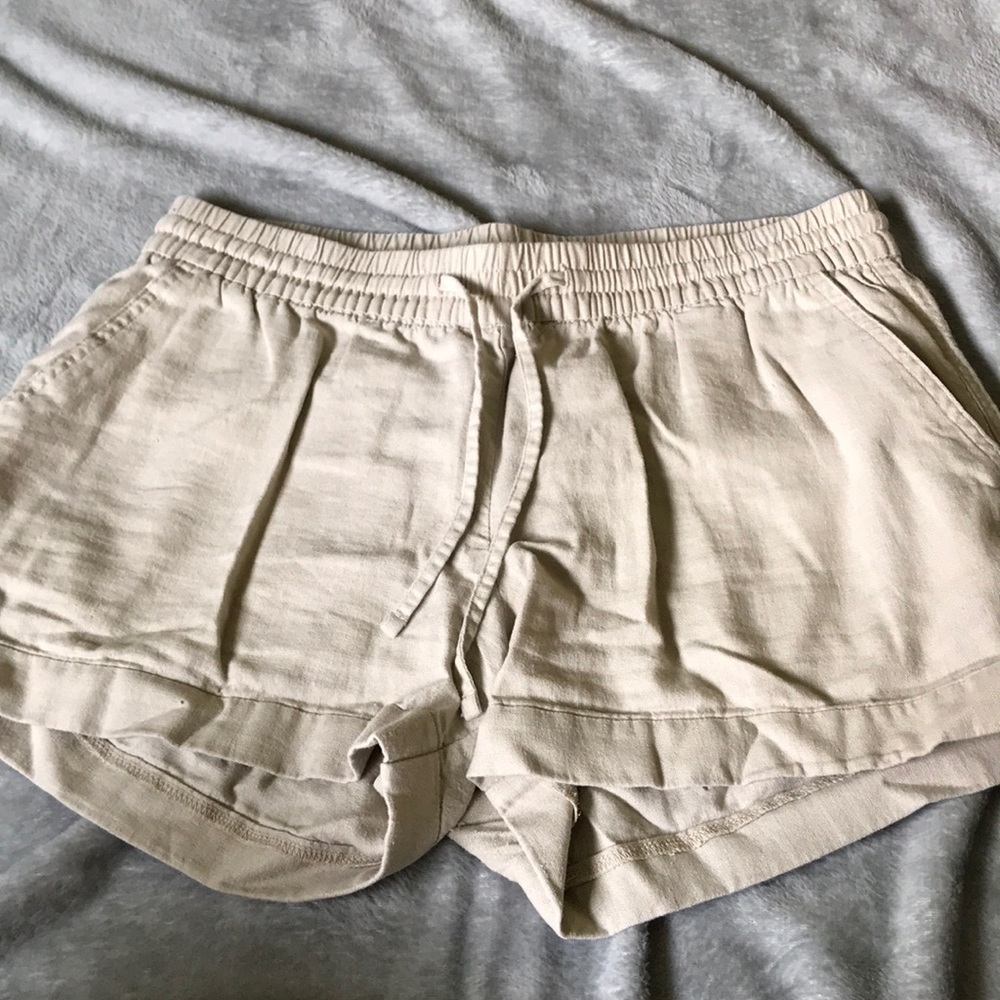Tan linen shorts